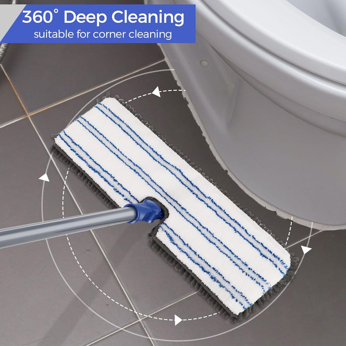 MASTERTOP Microfiber Dust Mop,Double-Sided Flat Mops for Hardwood Floors with 4 Reusable Mop Pads