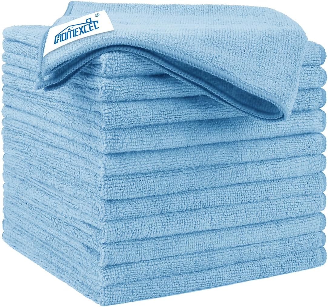 HOMEXCEL Blue Microfiber Cleaning Cloth 12 Pack, 12.5 x 12.5 inch Microfiber Towels for Cars, Ultra
