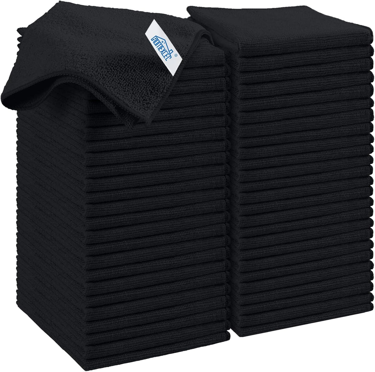 HOMEXCEL Black Microfiber Cleaning Cloth, 50 Pack Cleaning Towels for Kitchen, Lint Free