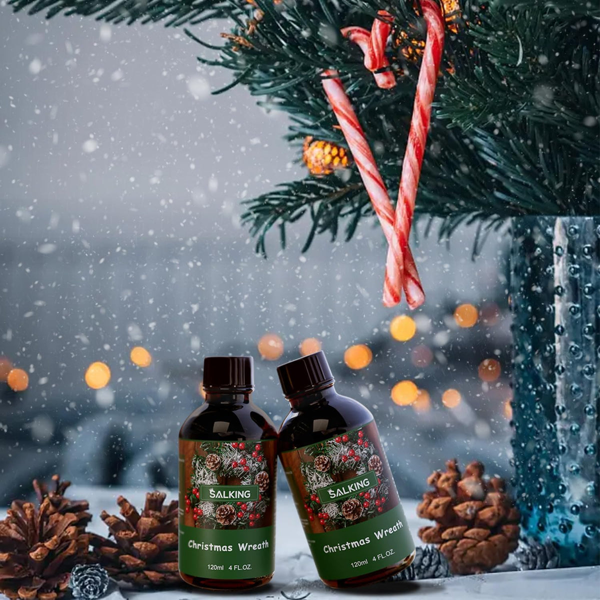 SALKING Christmas Wreath Fragrance Oil, 120ml (4 Fl Oz) Premium Essential Oils for Diffuser, Candle