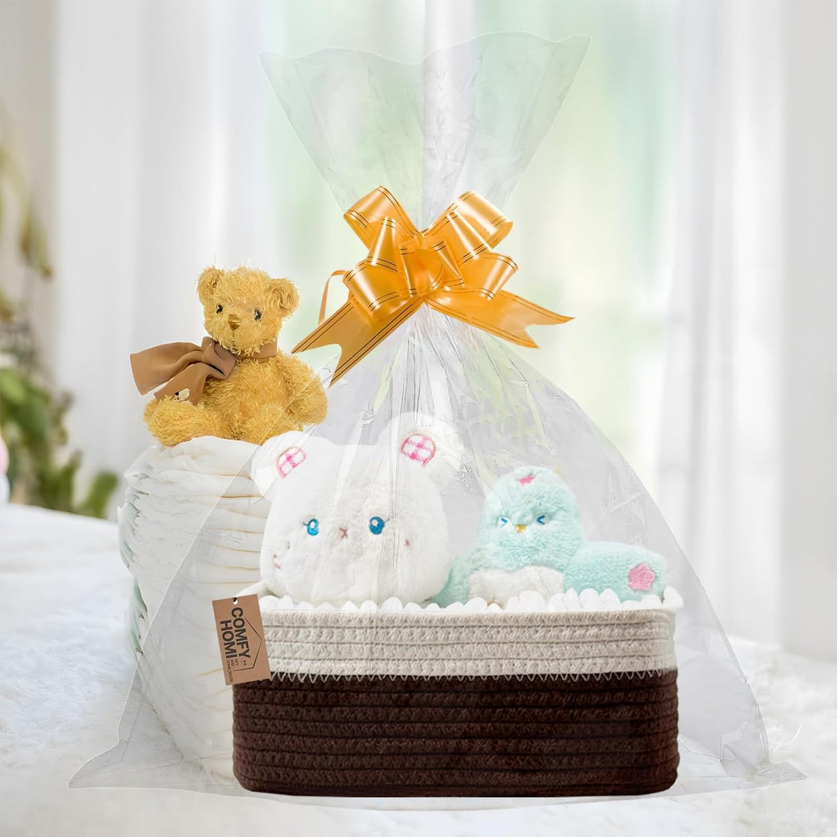 COMFY-HOMI 13" x 8.5" x 5.1"Storage Baskets for Organizing | Cotton Rope Woven Basket | Toy Storage
