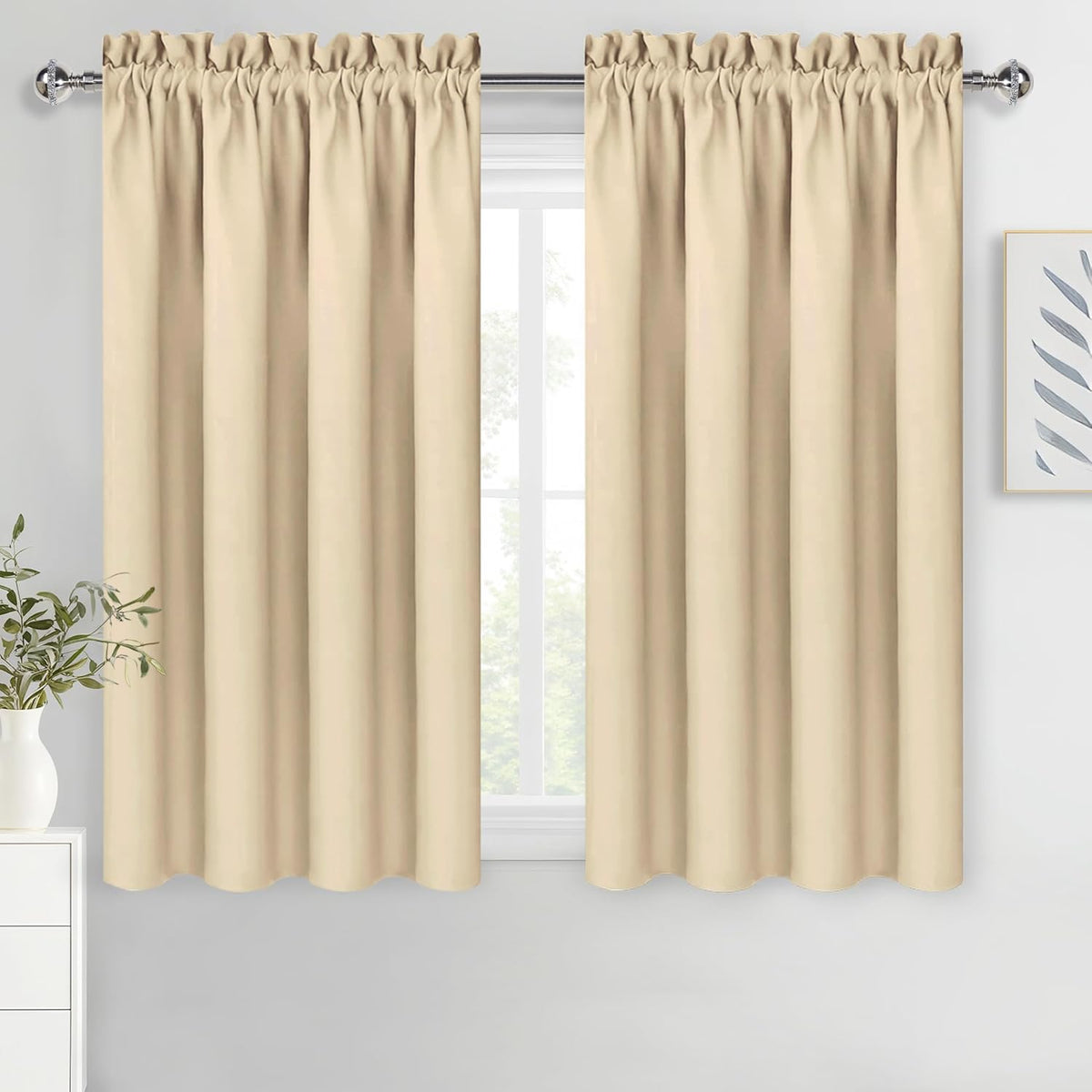 DWCN Beige Blackout Curtains for Bedroom – Rod Pocket Thermal Insulated Energy Saving Drapes for
