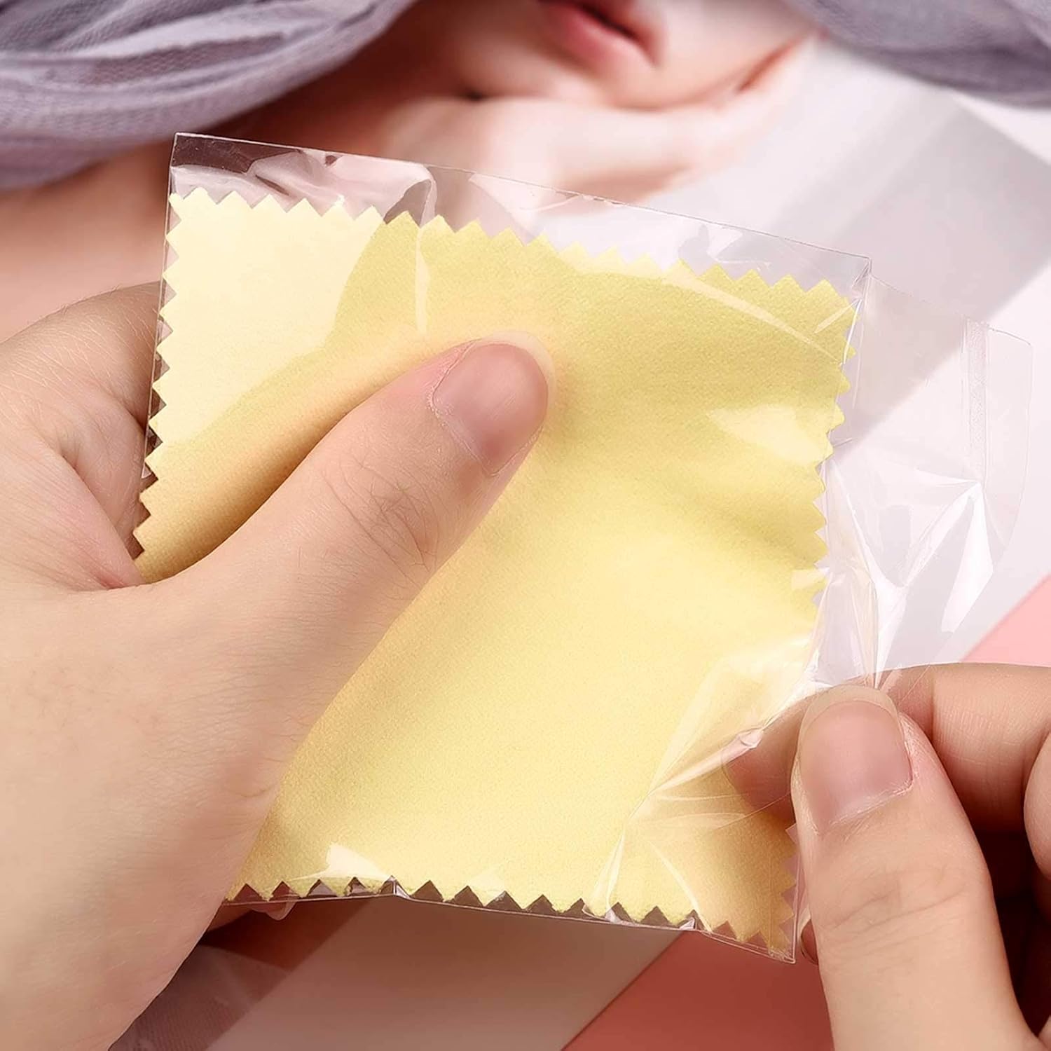 SEVENWELL 50pcs Jewelry Cleaning Cloth Yellow Polishing Cloth for Sterling Silver Gold Platinum