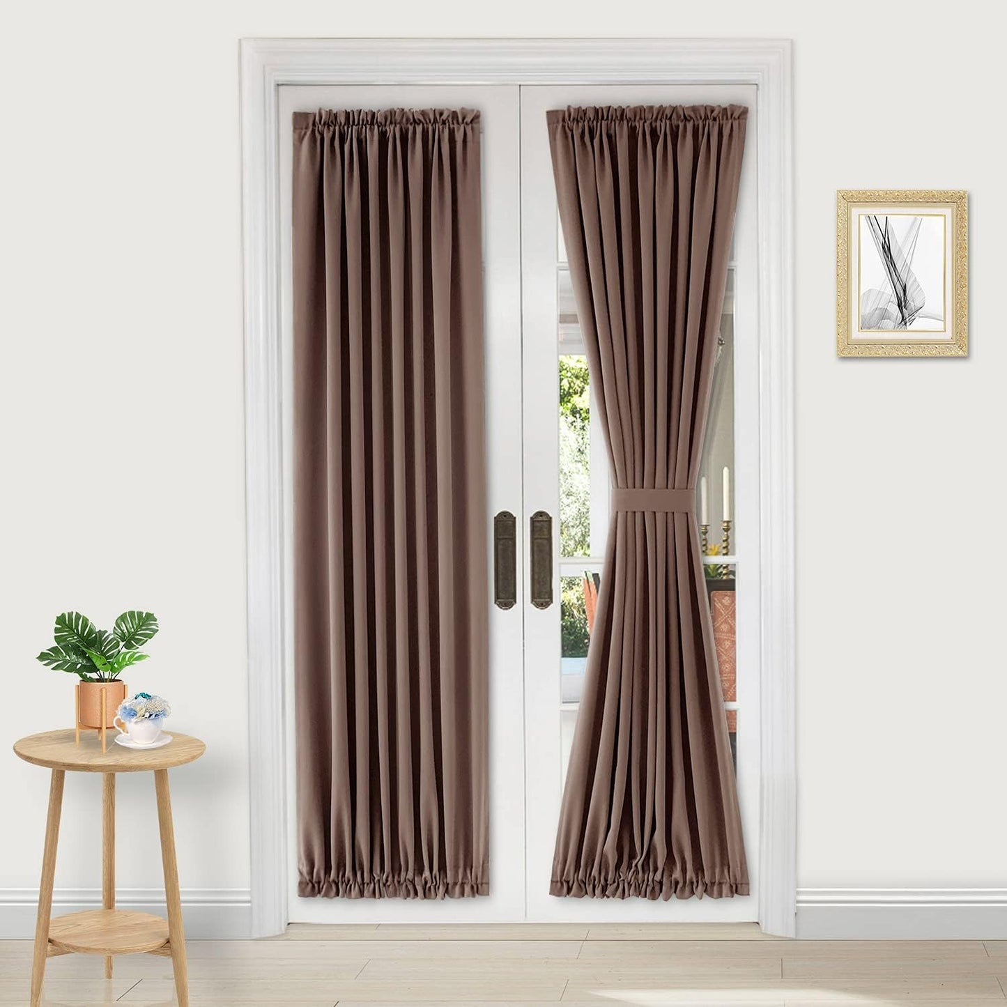 DWCN French Door Curtains – Rod Pocket Thermal Blackout Curtain for Doors with Glass Window