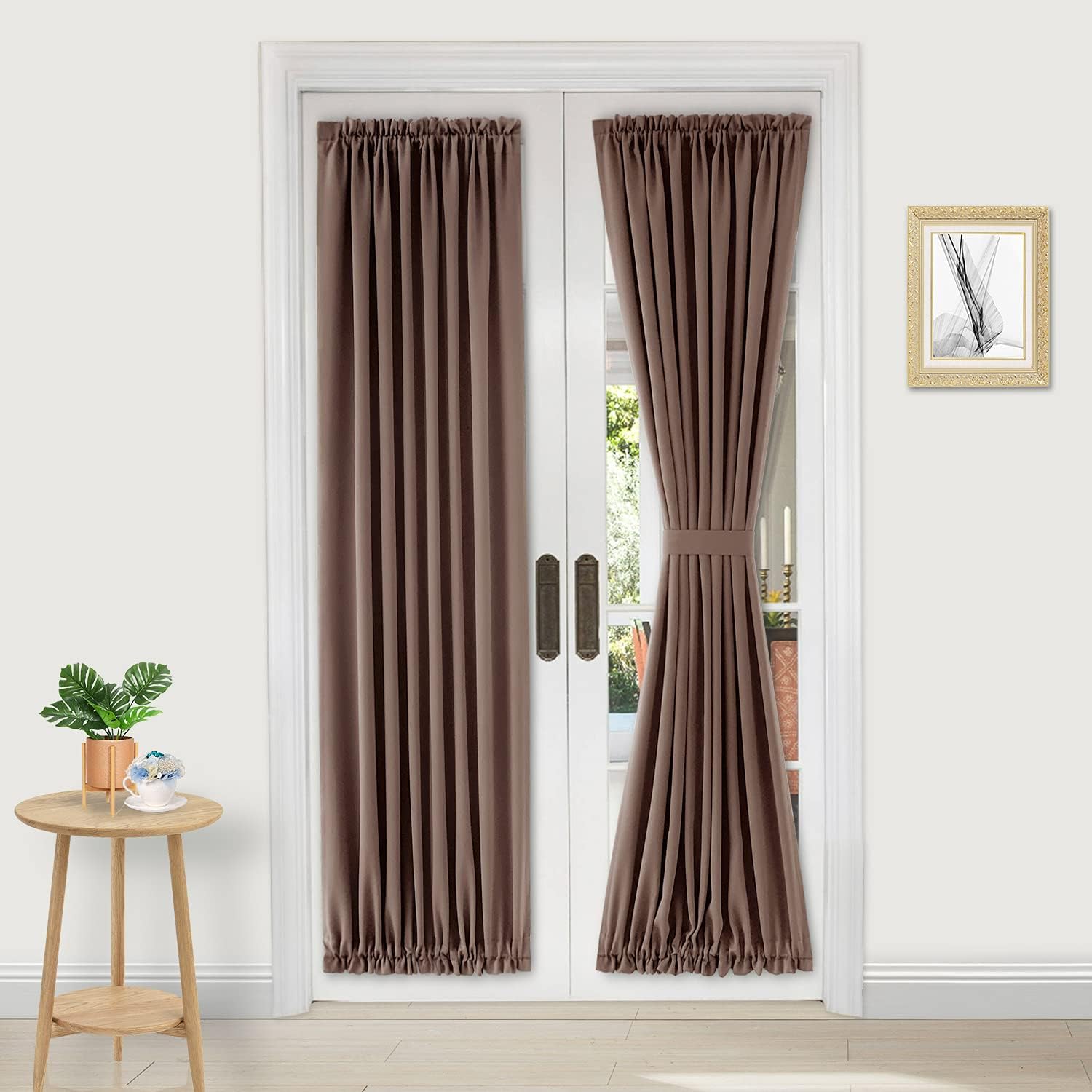 DWCN French Door Curtains – Rod Pocket Thermal Blackout Curtain for Doors with Glass Window