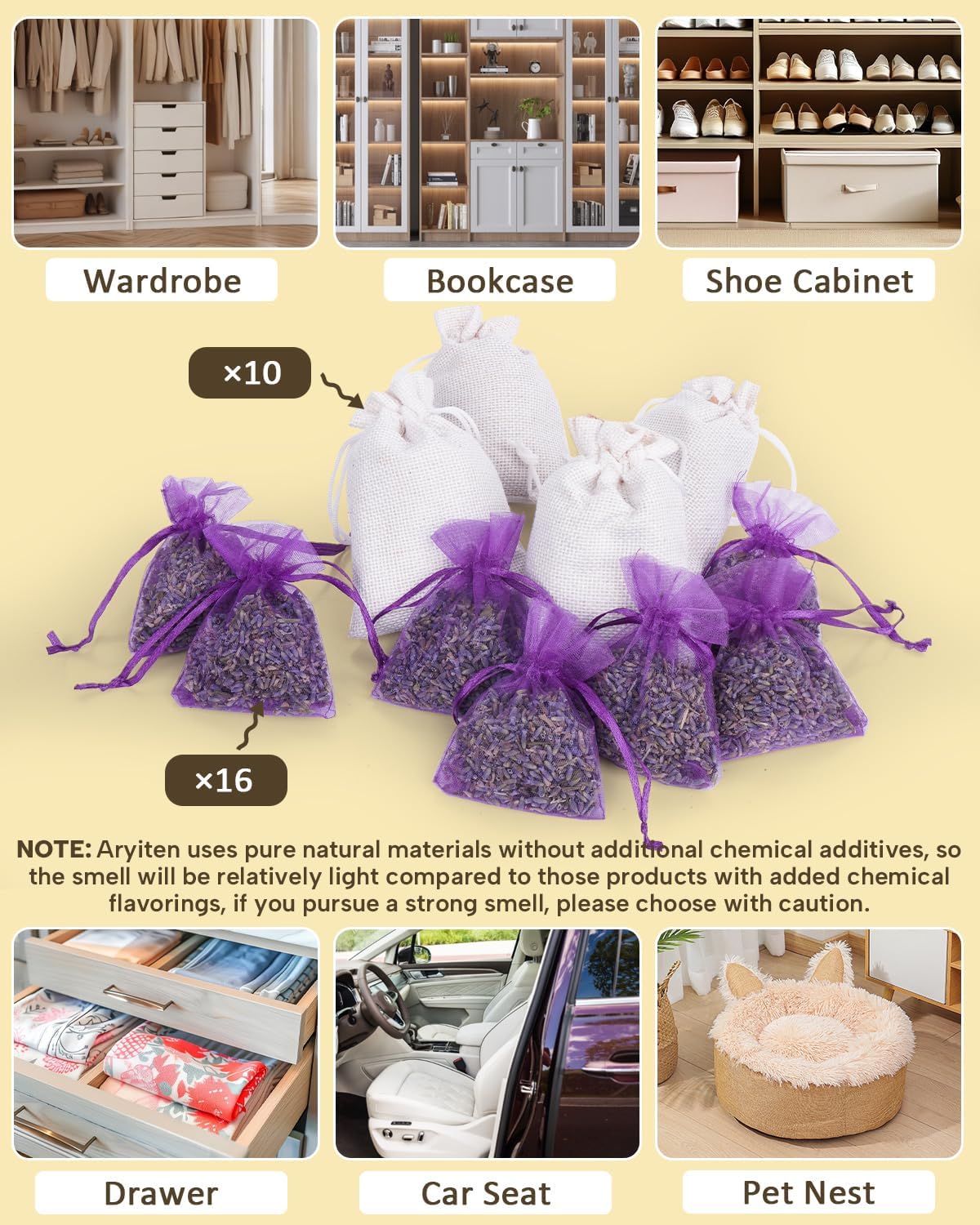 26 Pack Cedar and Lavendar Home Fragrance for Drawers and Closets - Stop Clothes Damage, Cedar
