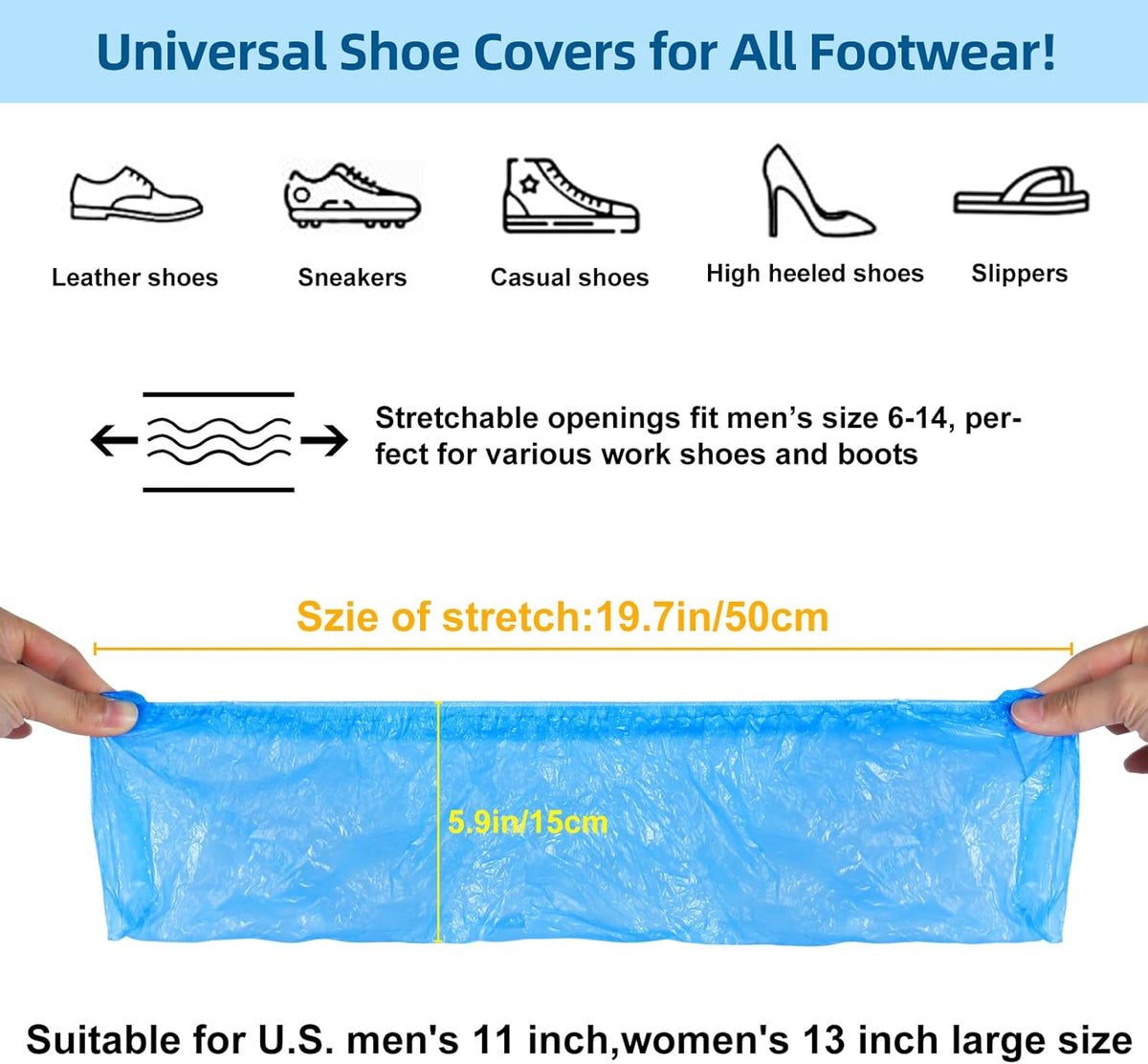 200 Pcs Shoe Covers Disposable Non Slip, Waterproof Shoe Covers Disposable for Indoors, 15-20''