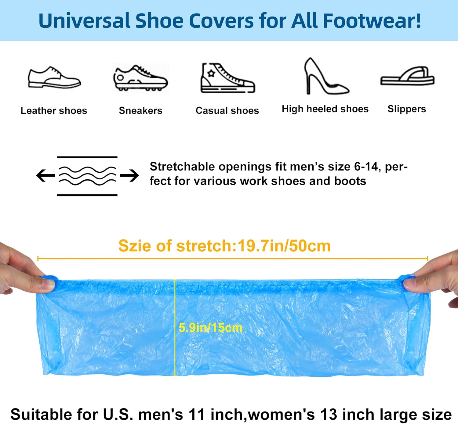 200 Pcs Shoe Covers Disposable Non Slip, Waterproof Shoe Covers Disposable for Indoors, 15-20''