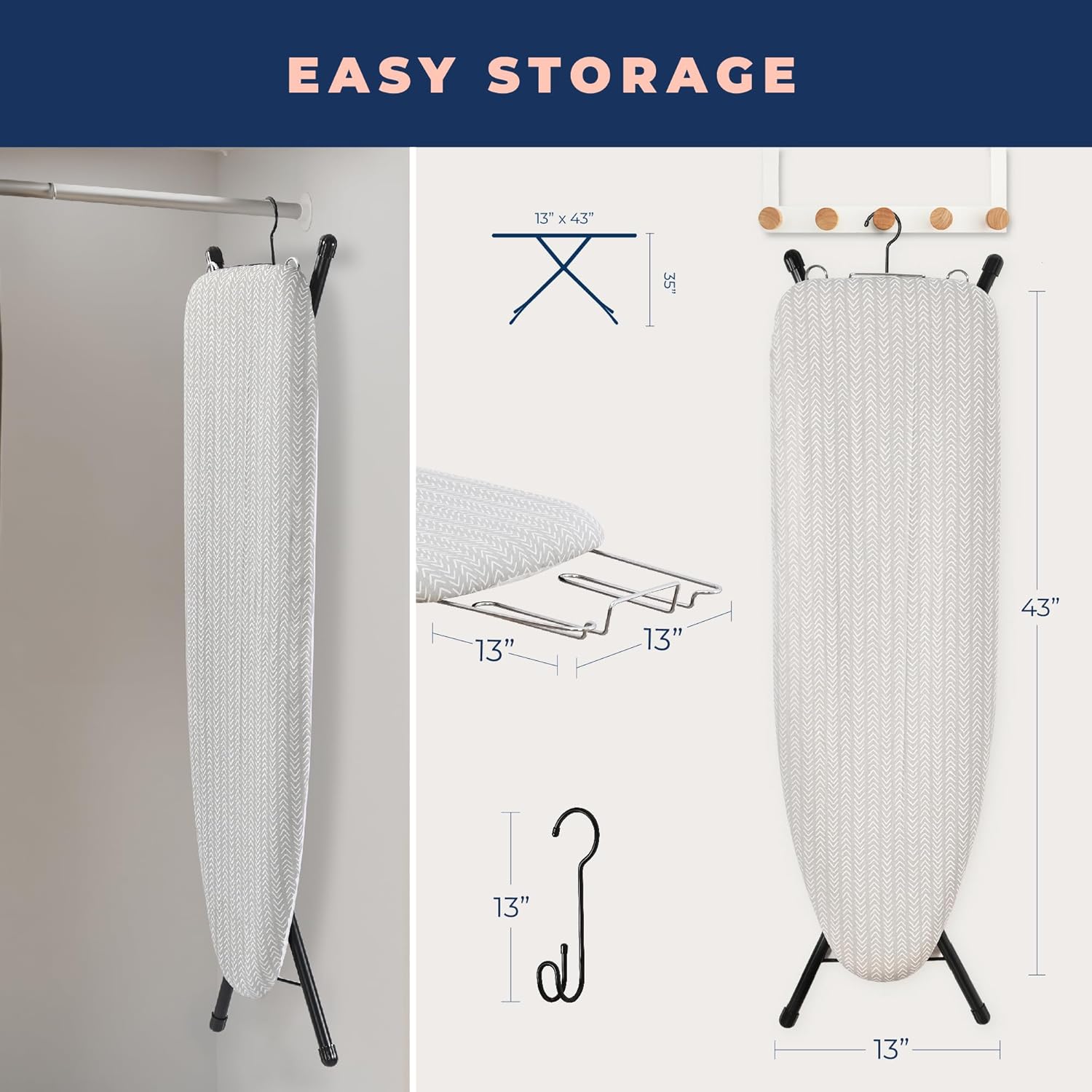 Ironing Board with Iron Rest, Iron Board with 3 Layers Extra Thick Cover, Compact and Space Saver