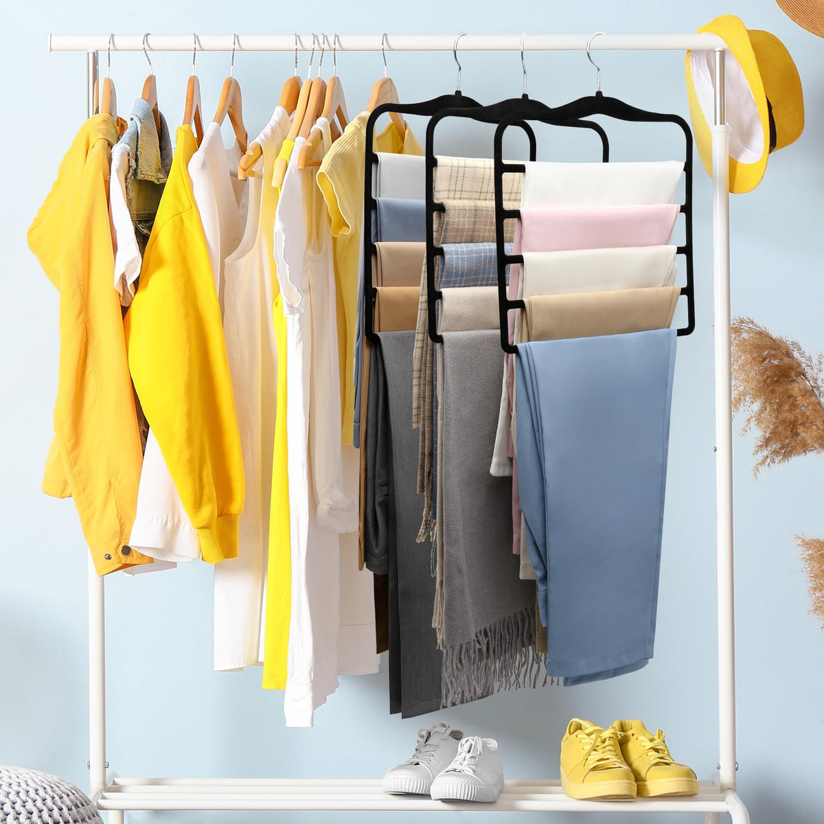 Closet Organizers and Storage,3 Pack Organization and Storage Pants-Hangers-Space-Saving,Velvet