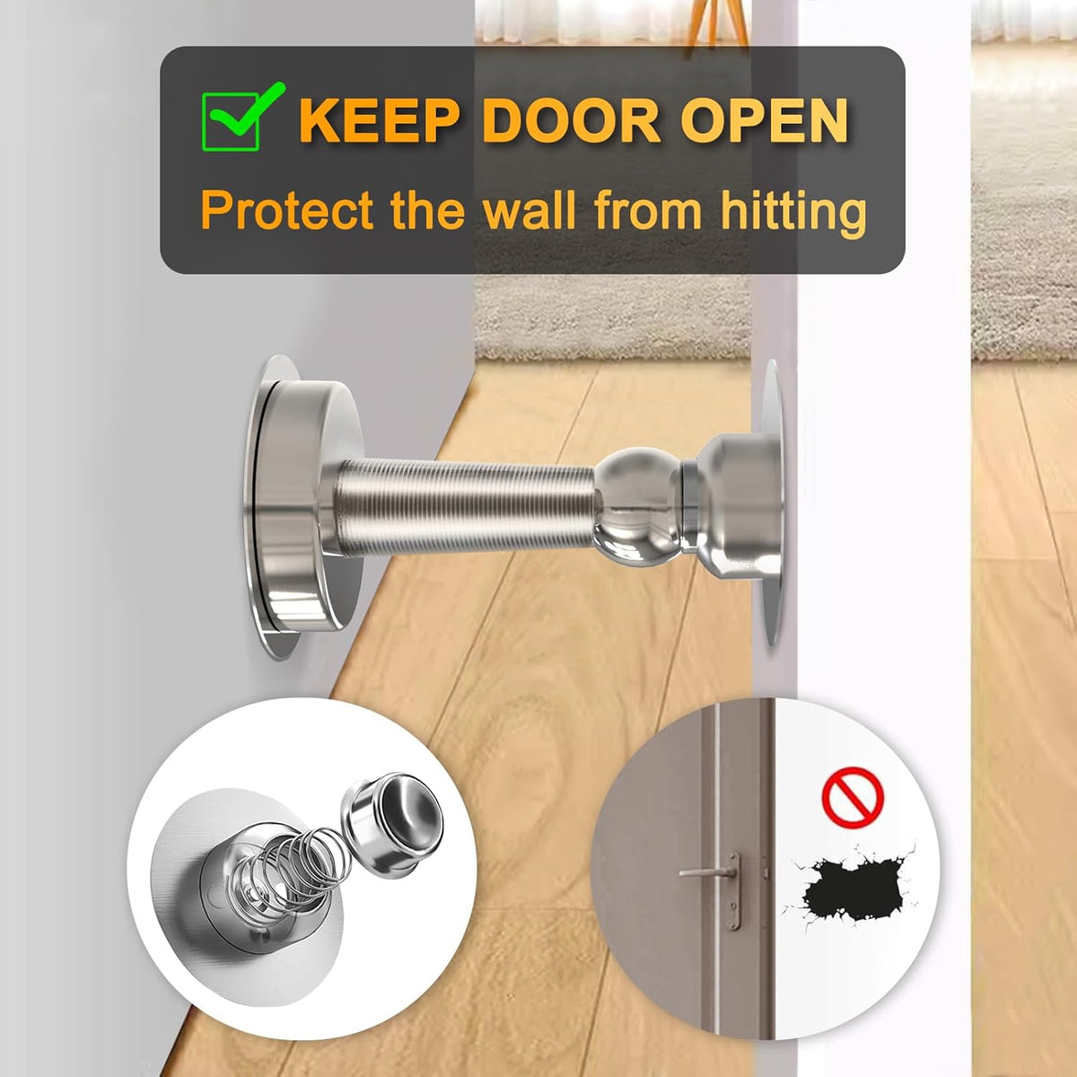 6 Pack Door Stopper Magnetic, COCIVIVRE Magnet Door Stop Stainless Steel for Wall and Floor
