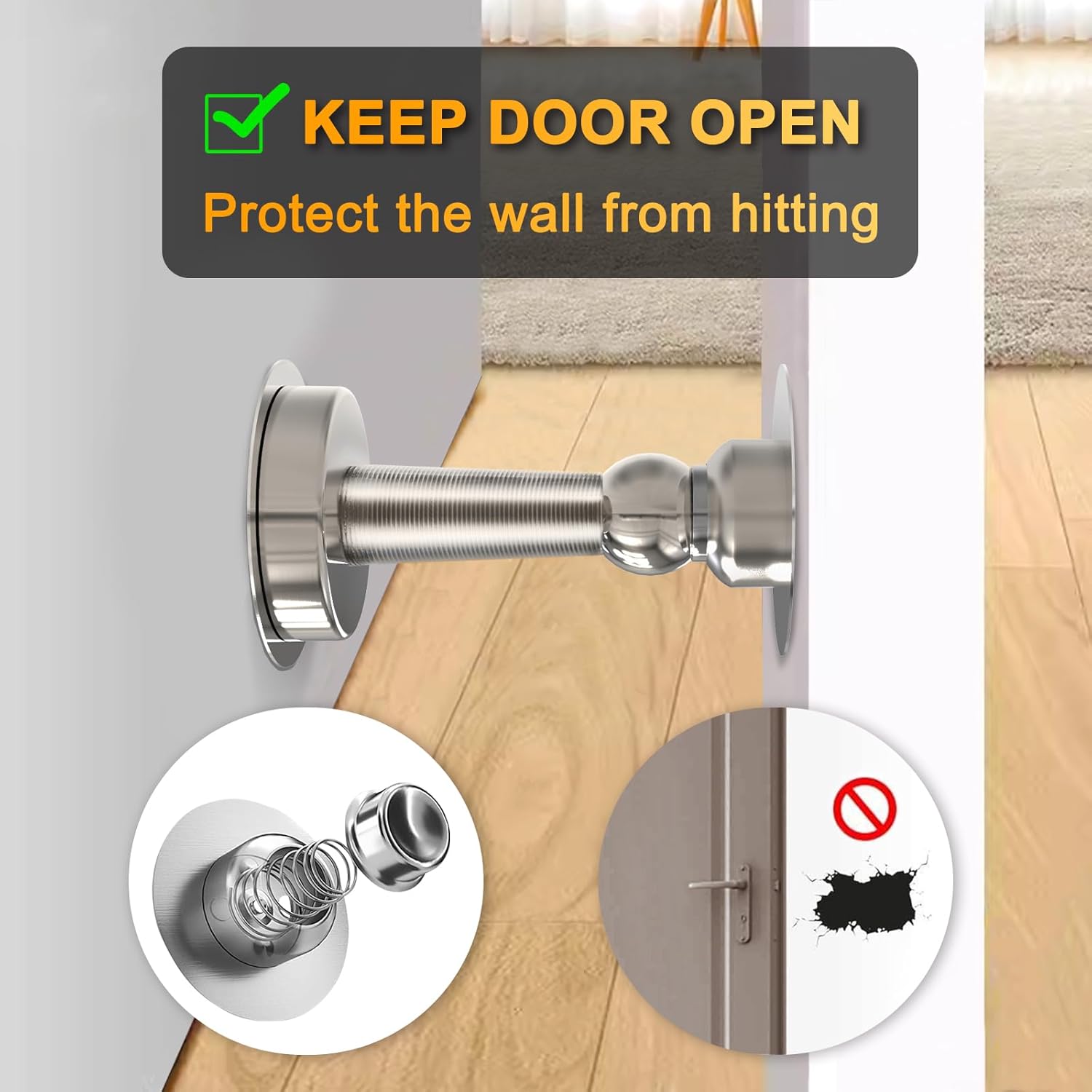 6 Pack Door Stopper Magnetic, COCIVIVRE Magnet Door Stop Stainless Steel for Wall and Floor