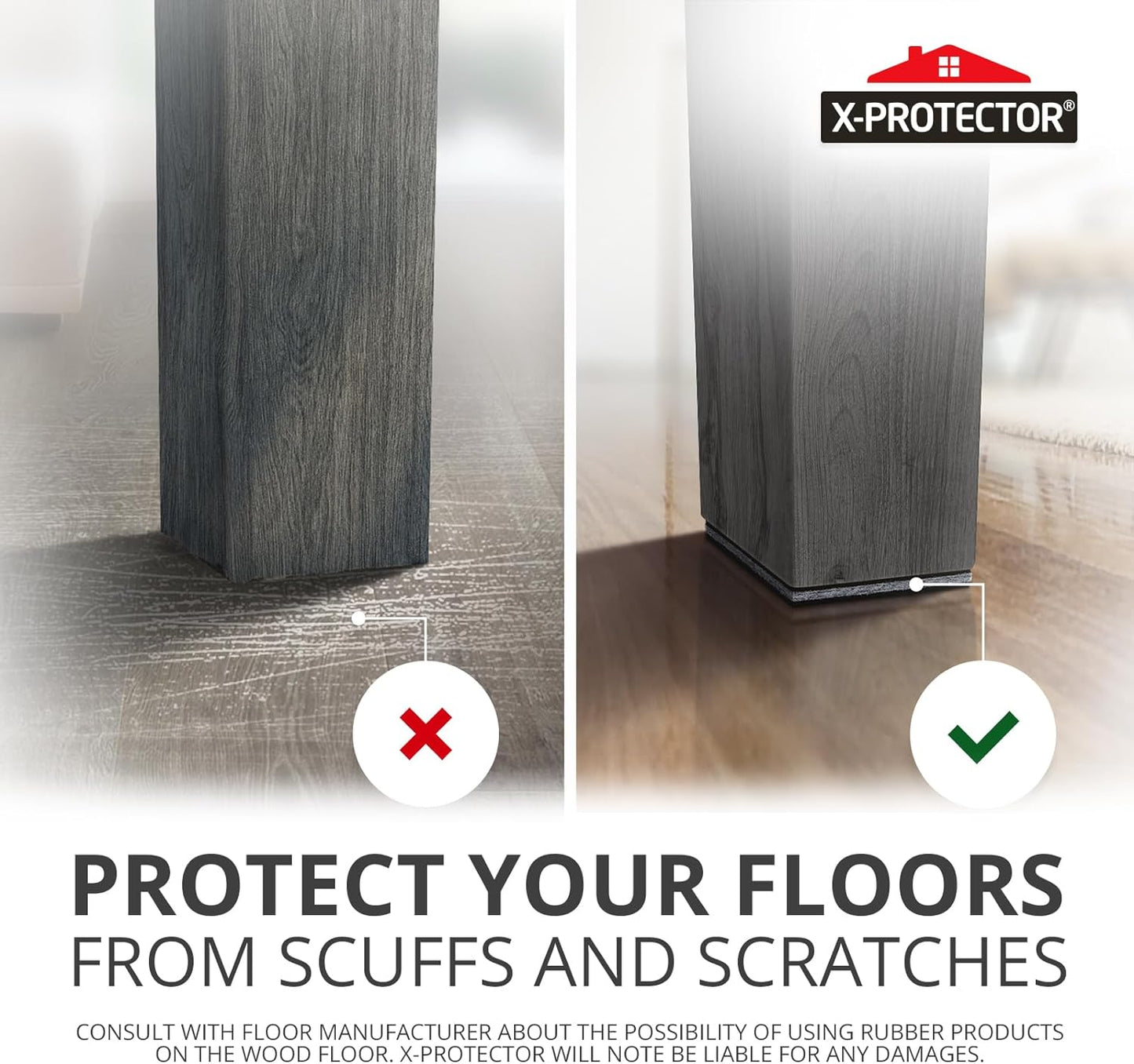 Non Slip Furniture Pads X-PROTECTOR - 8 PCS 4" - Premium Furniture Grippers! Rubber Feet Hardwood