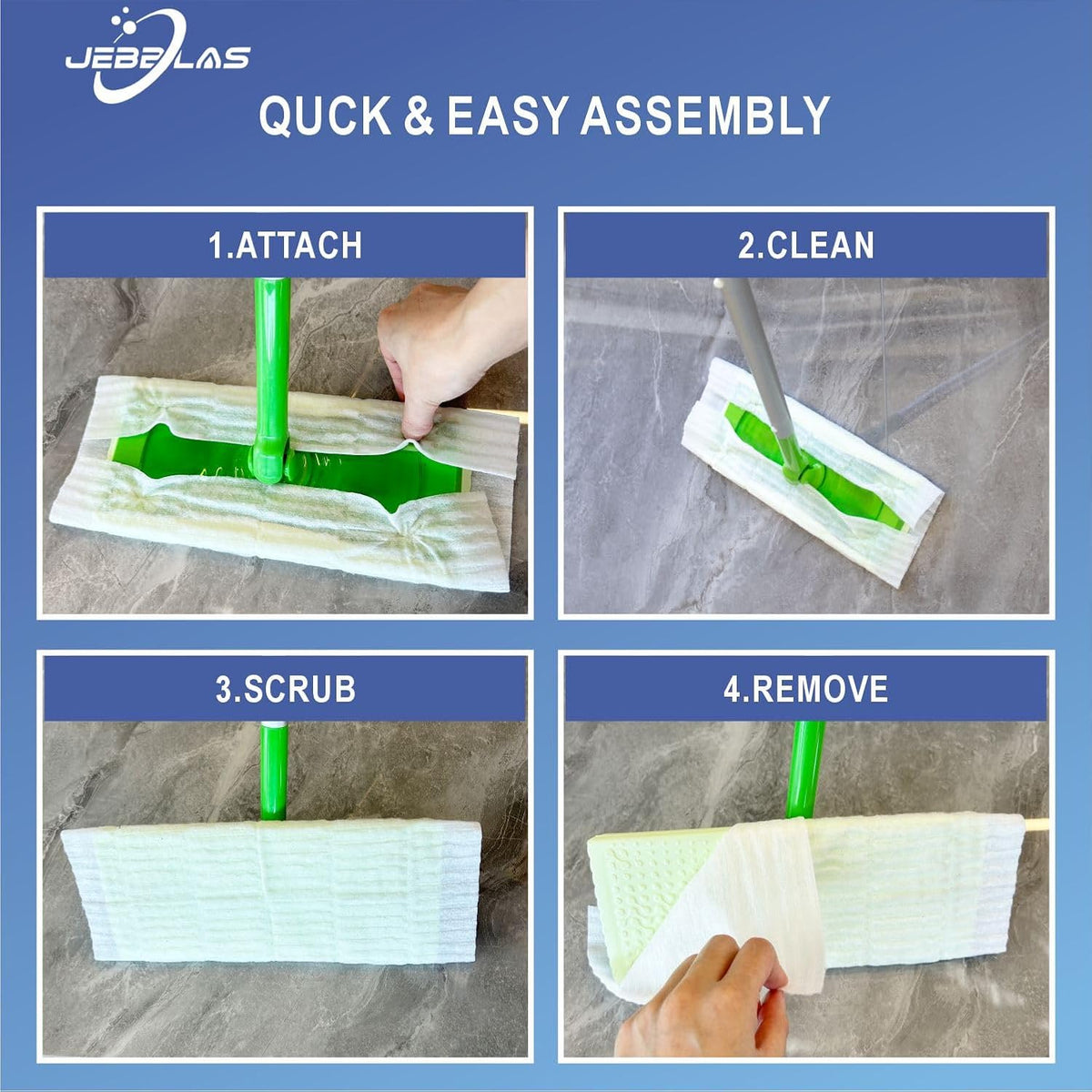 JEBBLAS Disposable Mop Cloth Dry Sweeping Pad for Flat Mop Sweeping Cloths Multi Surface Refills