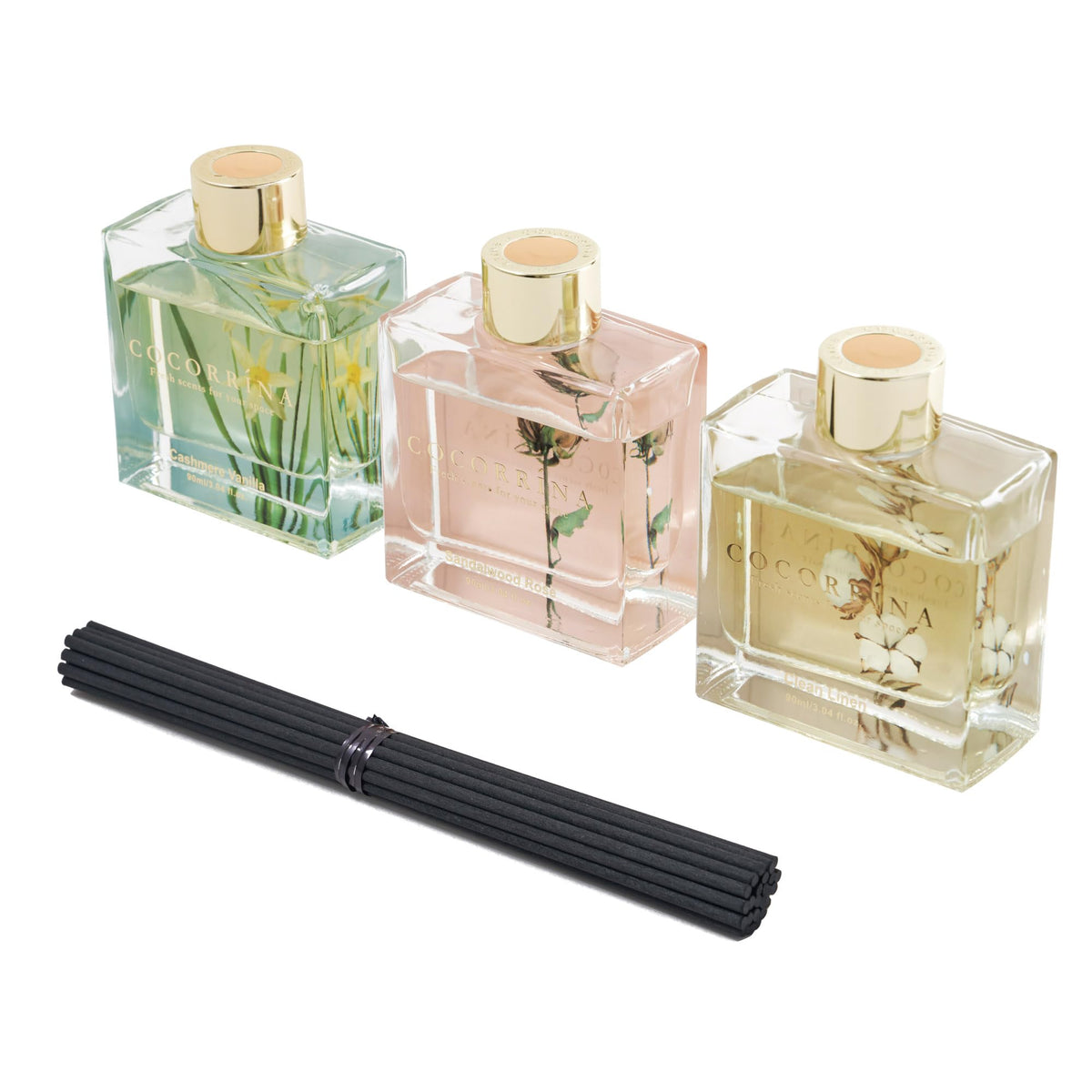 COCORRÍNA Reed Diffuser Set of 3-3 Pack/ 3.04 Fl.oz Diffuser with 24 Sticks Cashmere