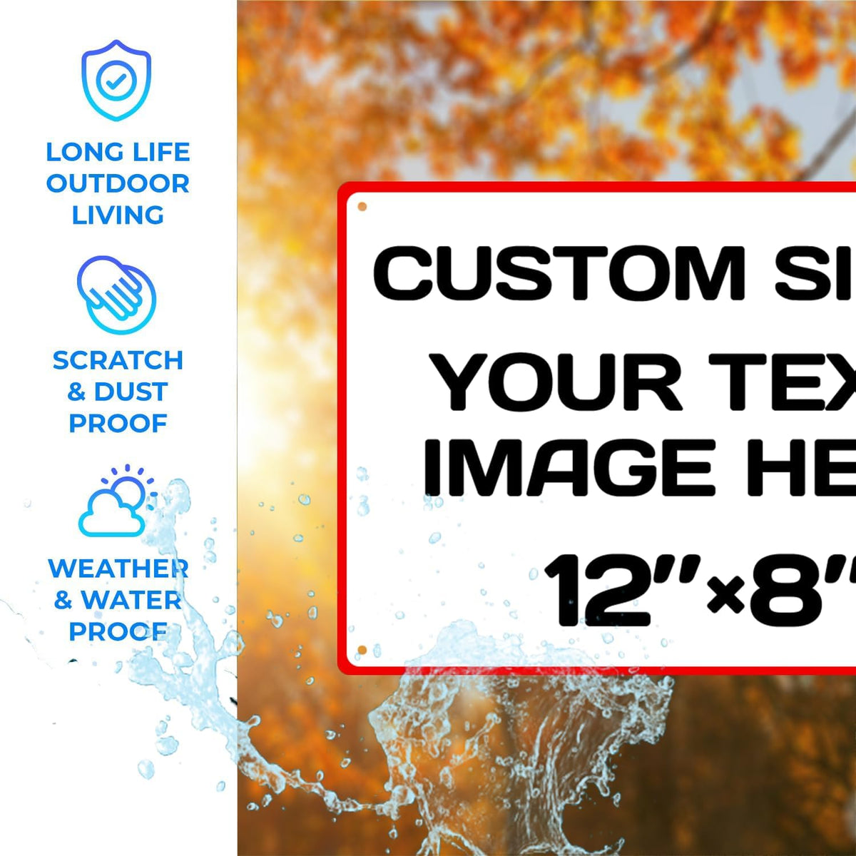 Aluminum Weatherproof Metal Sign Multiple Sizes Custom Personalized Text And picture Here, Black