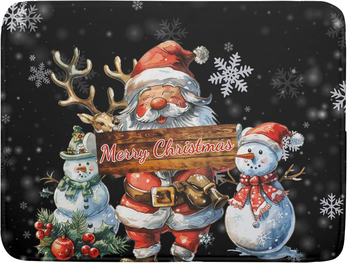 Christmas Santa Snowman Dish Drying Mats for Kitchen Counter 16"x18" Merry Christmas Santa Claus