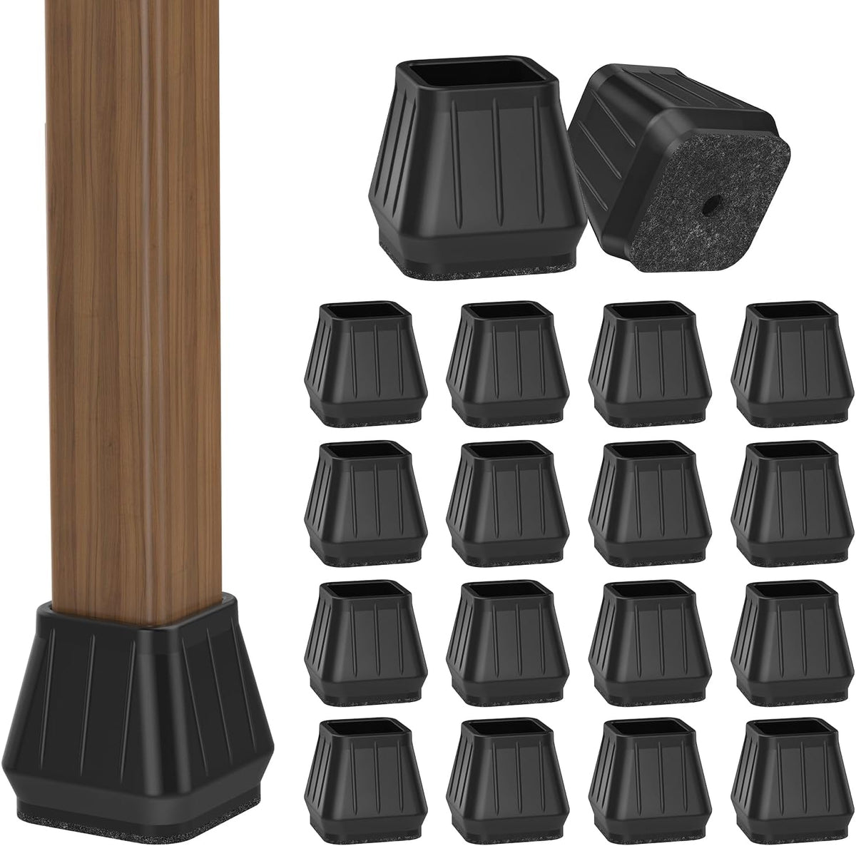 24PCS Square Chair Leg Floor Protectors for Hardwood Floors, Thicken Rubber Chair Leg Cap Covers