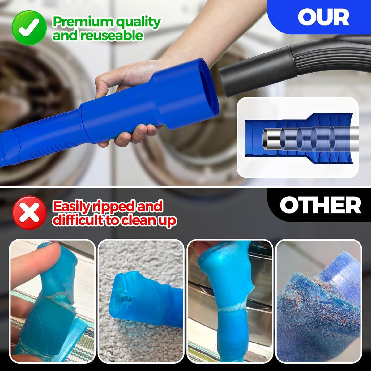 Holikme 2 Pieces Dryer Vent Cleaner Kit, Dryer Lint Vacuum Attachment and Flexible Dryer Lint