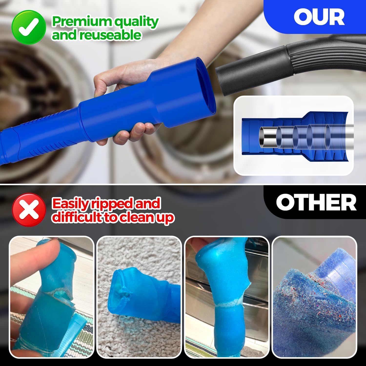 Holikme 2 Pieces Dryer Vent Cleaner Kit, Dryer Lint Vacuum Attachment and Flexible Dryer Lint