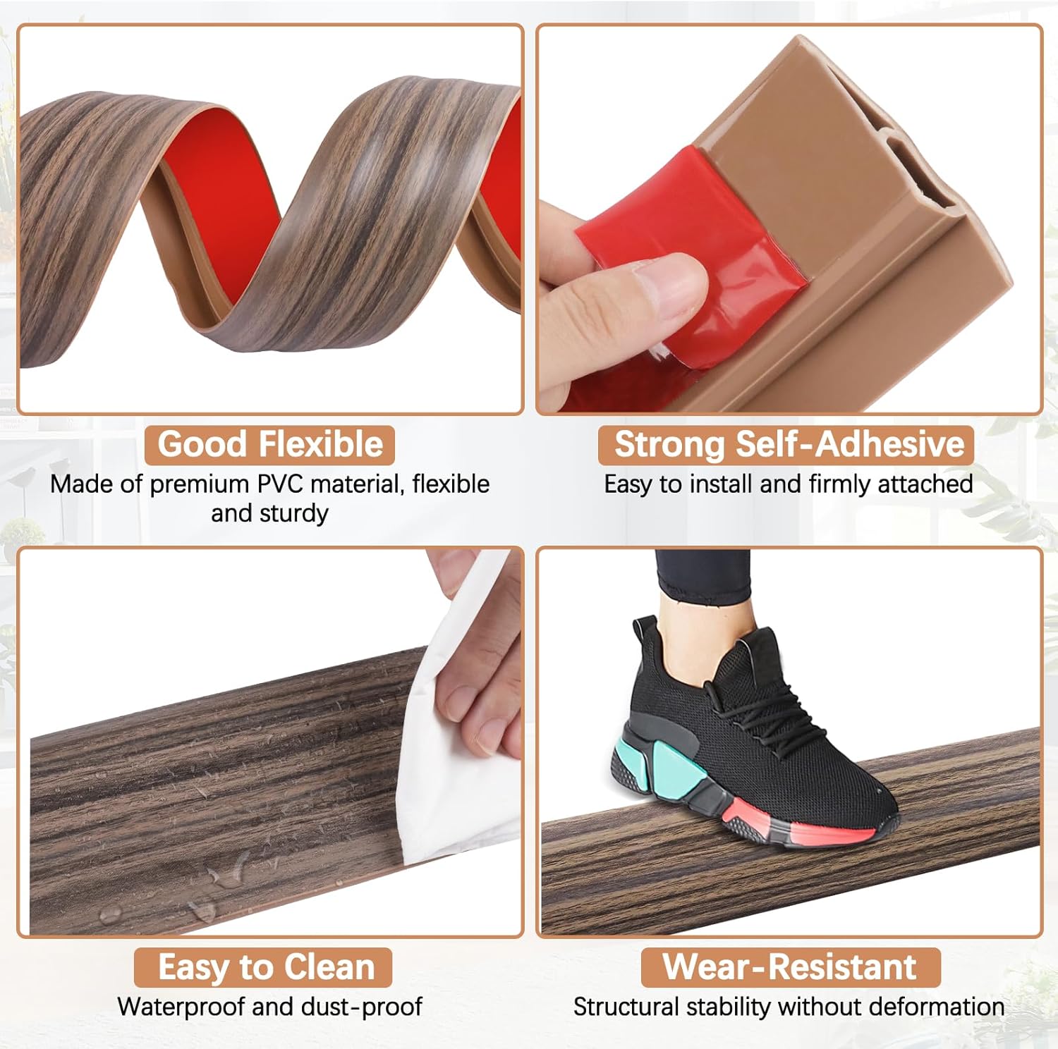Vinyl Door Threshold Flooring Transition Strip Self Adhesive Carpet Edging Strip for Laminate