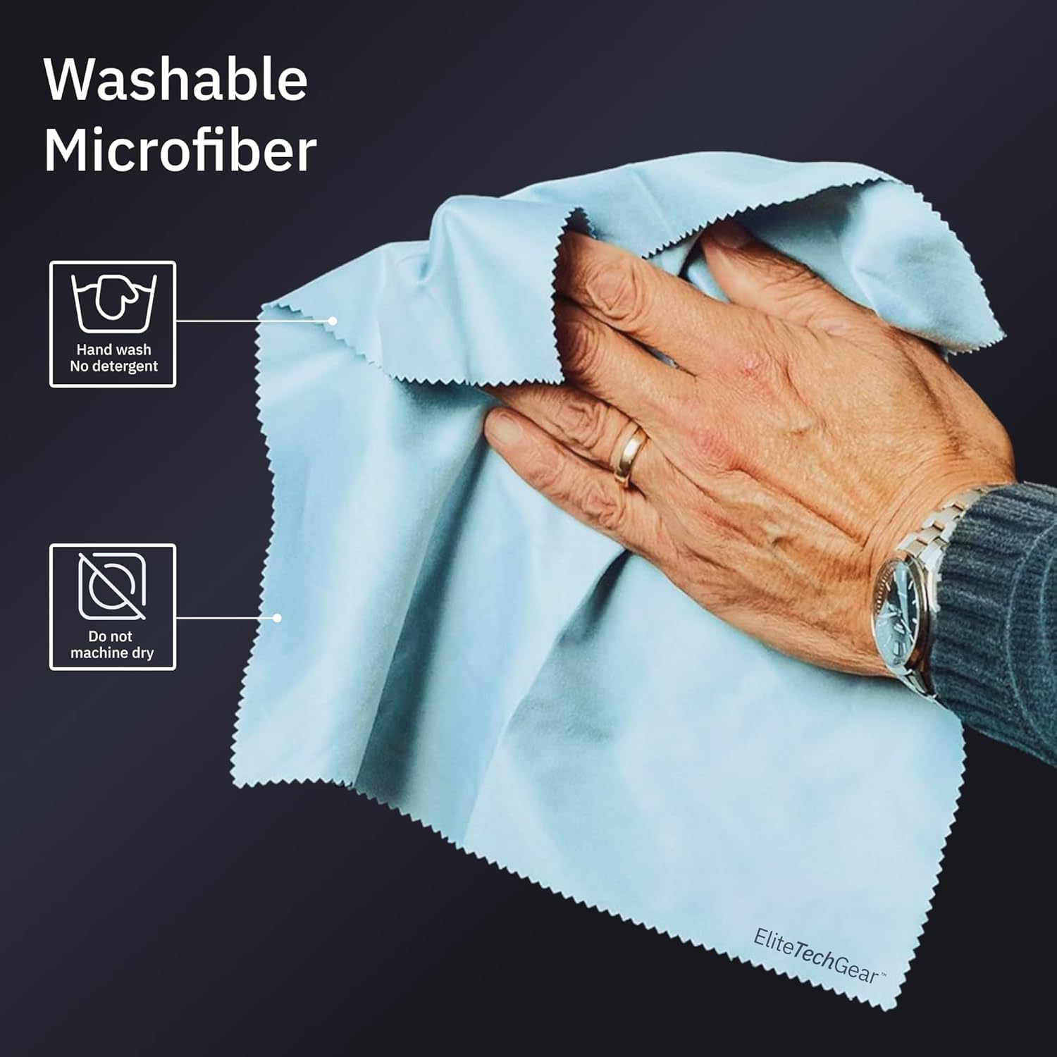 Elite Screens Microfiber Cleaning Cloth Set - 13-Pack, Blue, 6 x 7 in & 12 x 12 in - Smudge-Free