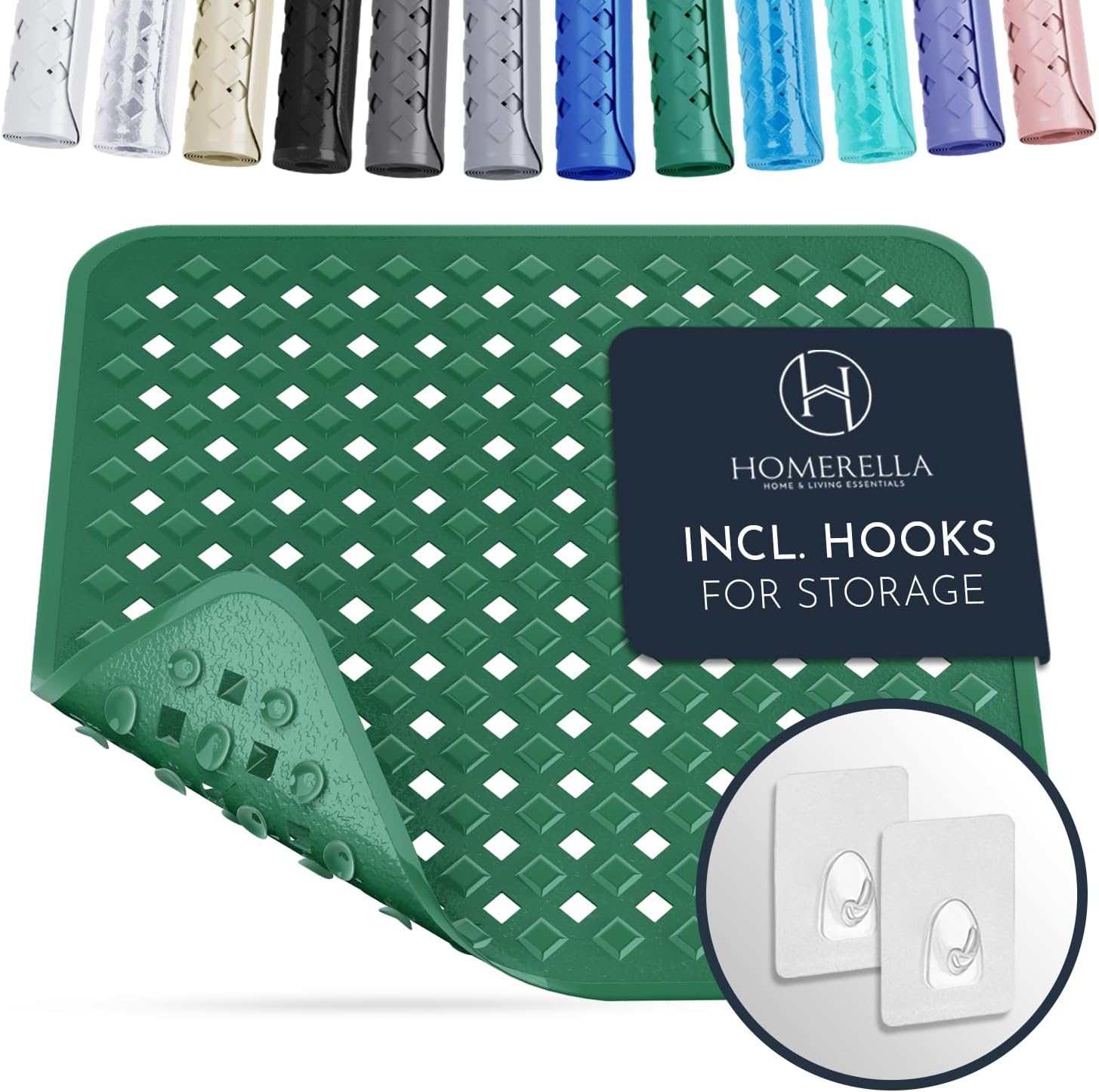 Homerella Anti Slip Shower Mat | Anti Mold Non Slip Bathtub Mat for Inside Shower | Square Floor