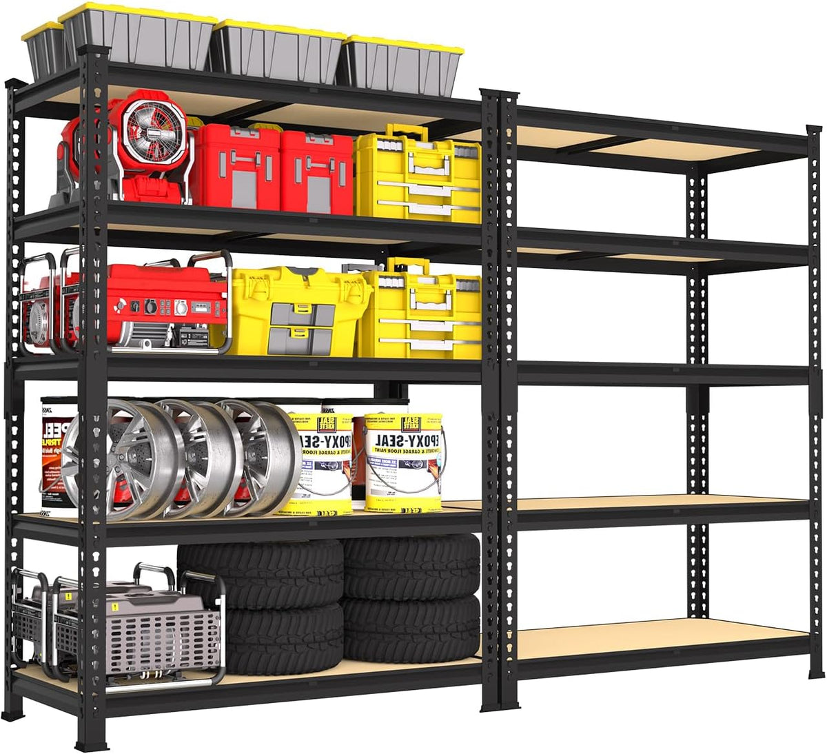 PrimeZone 35.5" x 12" x 72" Heavy Duty Storage Shelves - 5 Tier Adjustable Garage Storage Shelving