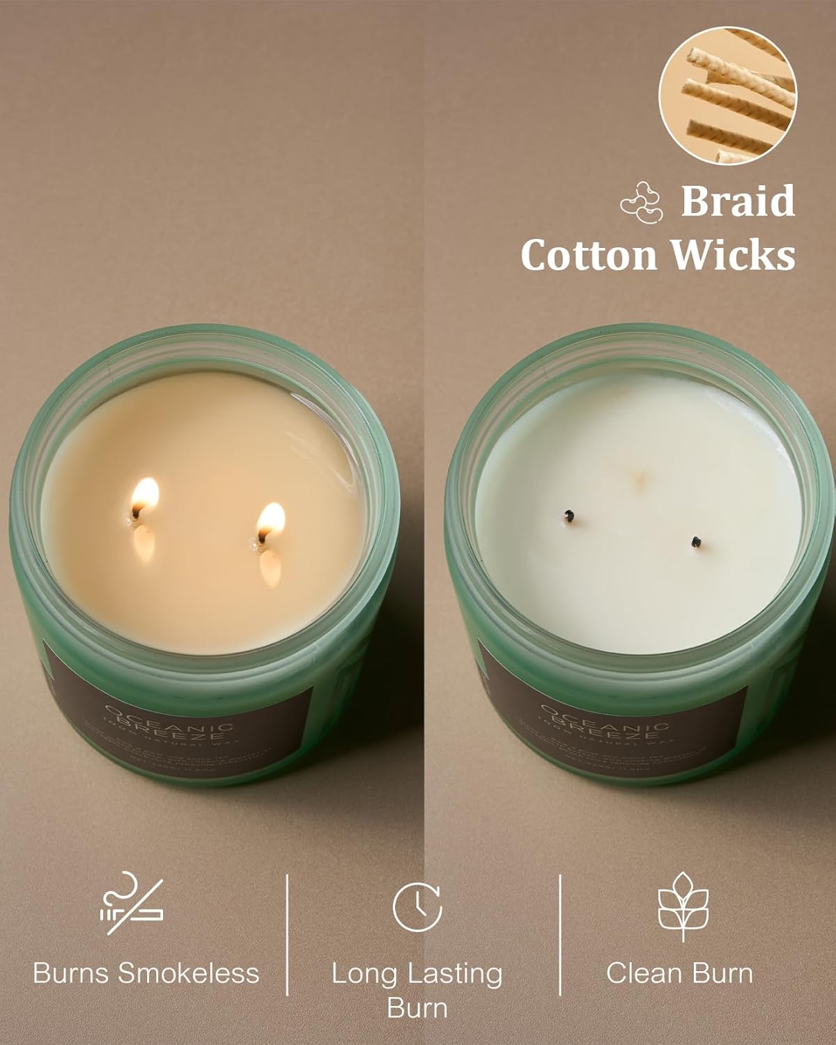 M&SENSE Candle Oceanic Breeze Scented, 11.6oz 70 Hour Long Lasting 2 Wick Pineapple & Mango Scent