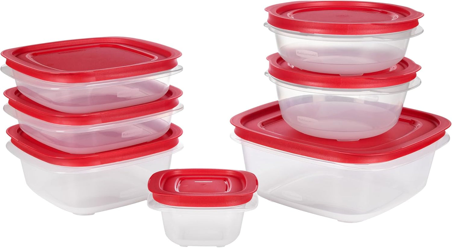 Rubbermaid EasyStore Square and Round Containers, 14-Piece Set, Food Storage Containers, Food