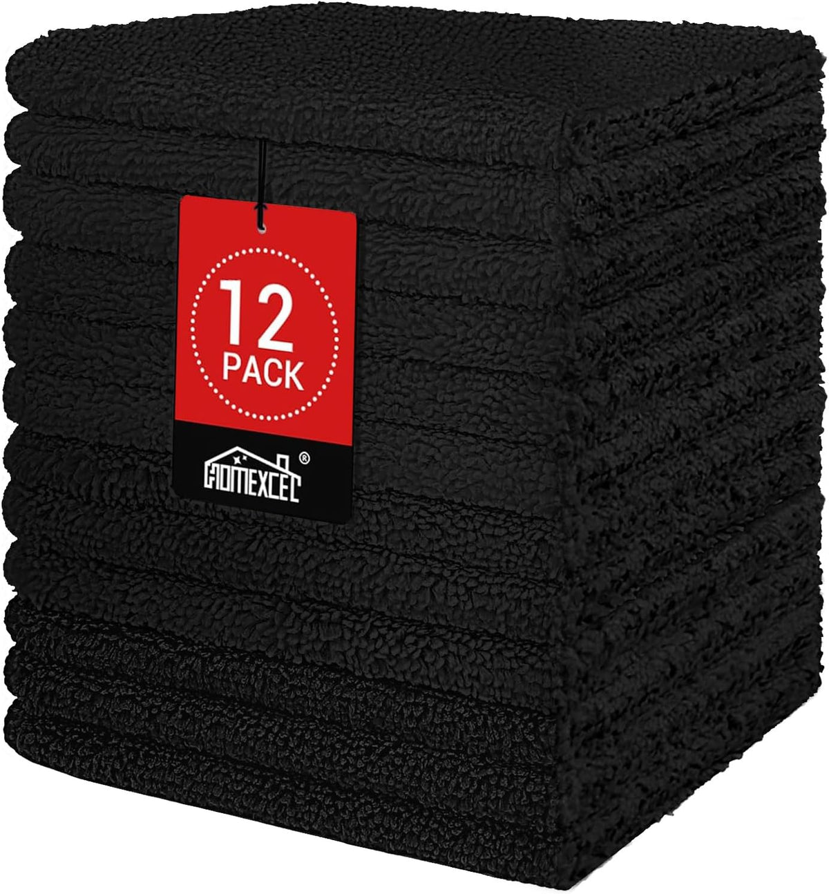 HOMEXCEL Black Washcloths 12 Pack, Highly Absorbent and Soft Microfiber Face Towel, Makeup Remover