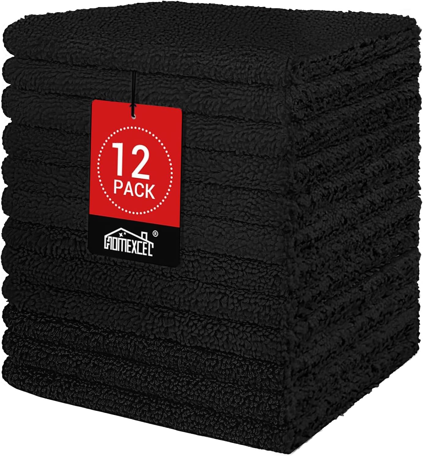 HOMEXCEL Black Washcloths 12 Pack, Highly Absorbent and Soft Microfiber Face Towel, Makeup Remover