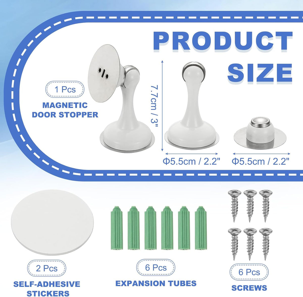 uxcell Magnetic Door Stopper, Stainless Steel Heavy Duty Door Holder, No Drilling Doors Knob Wall