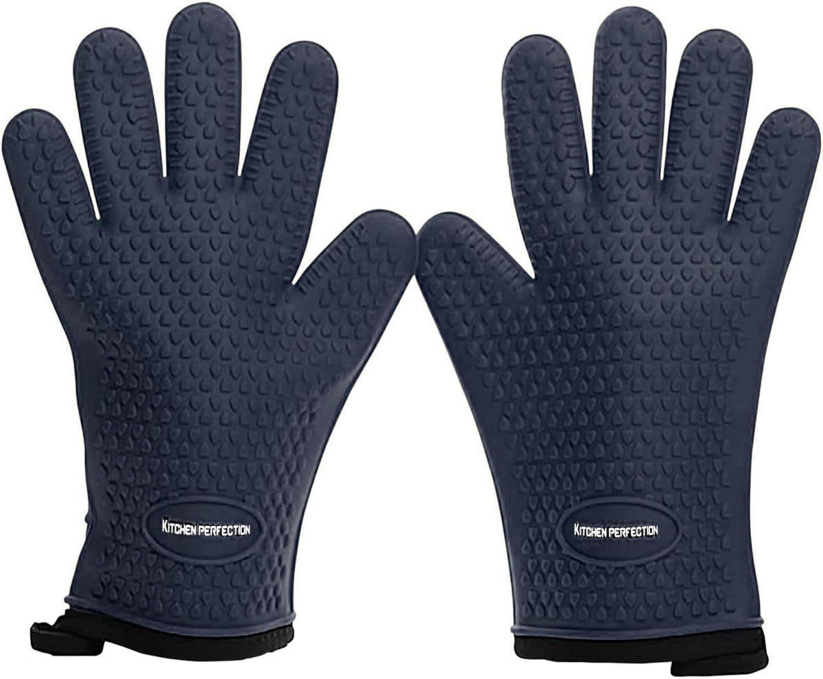 KITCHEN PERFECTION Silicone Smoker Oven Gloves - Extreme Heat Resistant BBQ Gloves - Handle Hot