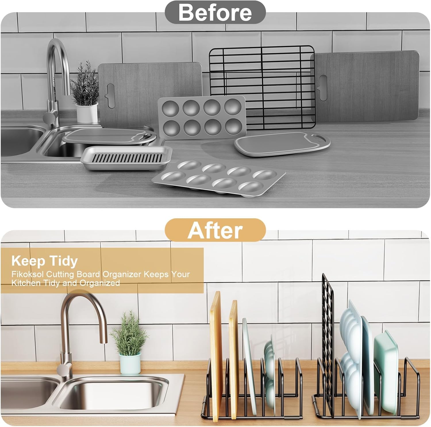 Cutting Board Organizer, [2-Pack] Cutting Board Holder Rack Baking Cookie Pan Sheets Cooling Small