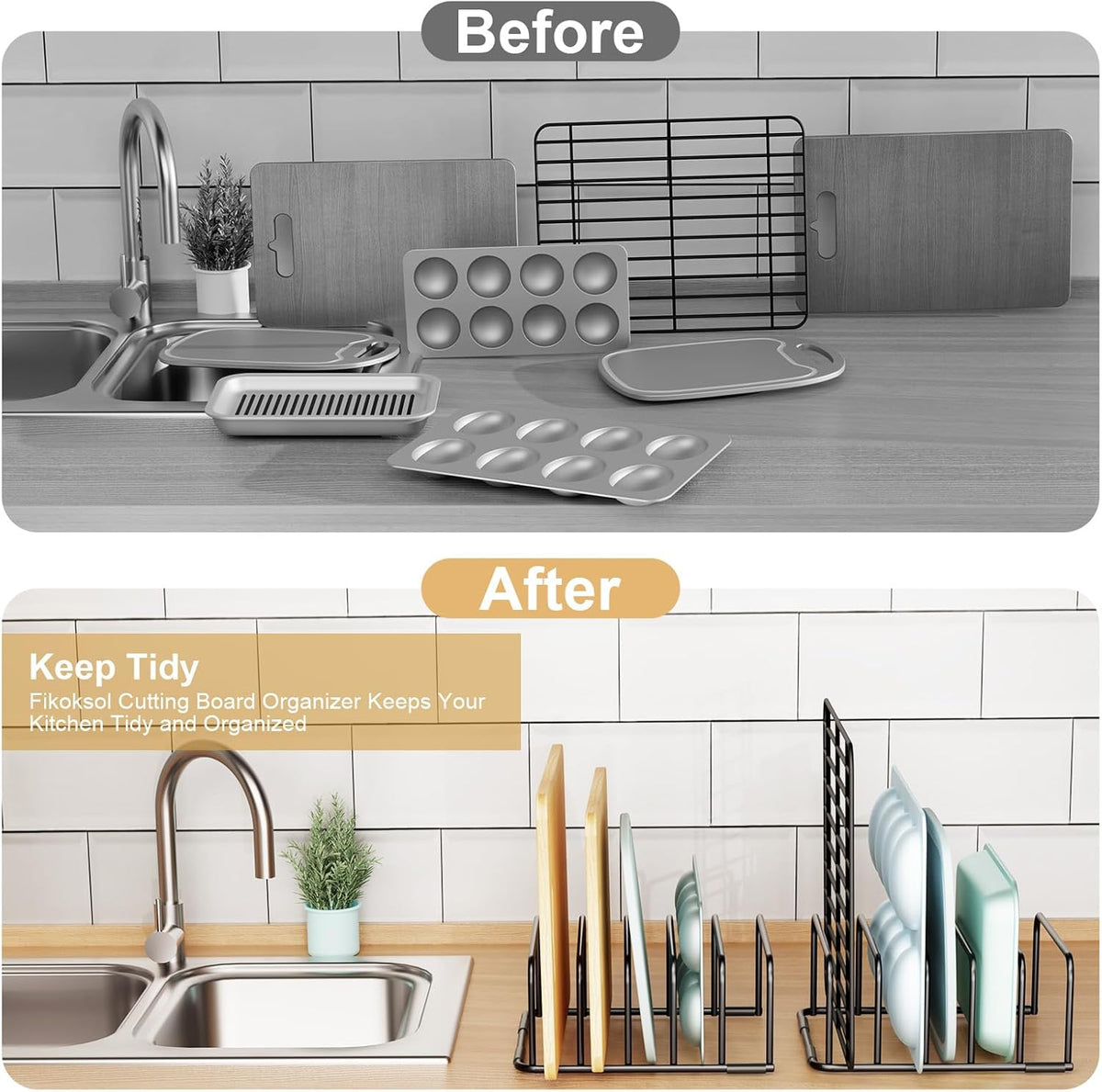 Cutting Board Organizer, [1-Pack] Cutting Board Holder Rack Baking Cookie Pan Sheets Cooling Small