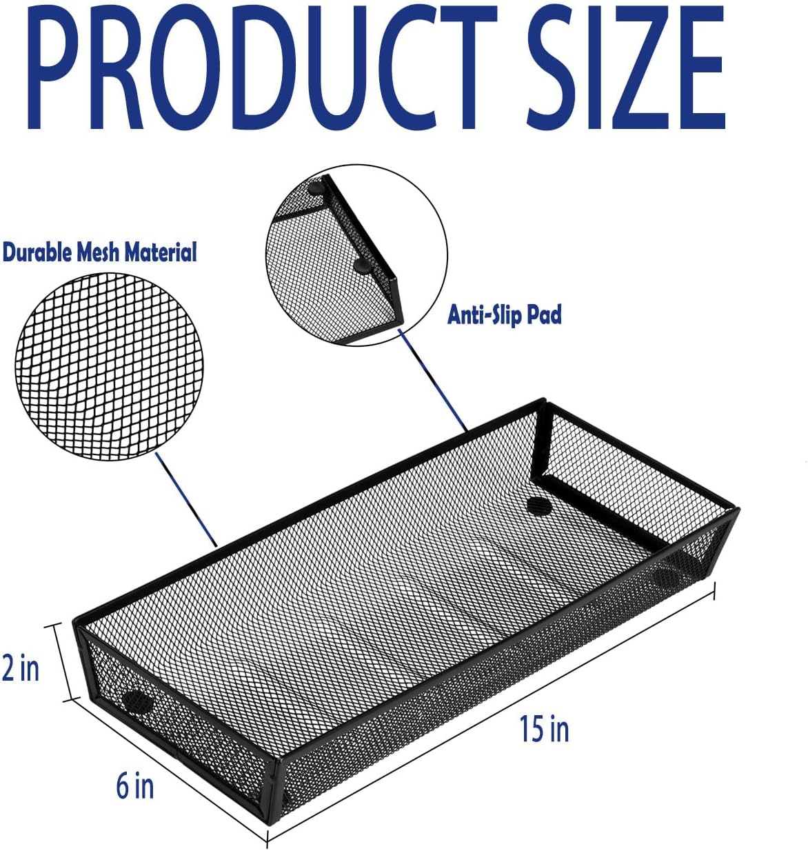 BYCY Silverware Drawer Organizer, Mesh Utensil Organizer for Kitchen Storage, Black Steel Metal