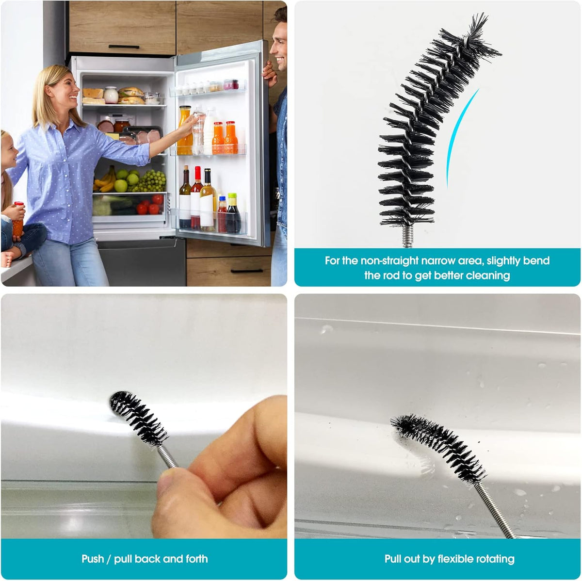 Extra-Thick Drain Brush with Stronger Spring - 67-Inch Flexible Pipe Cleaning Tool - Dual Bristle