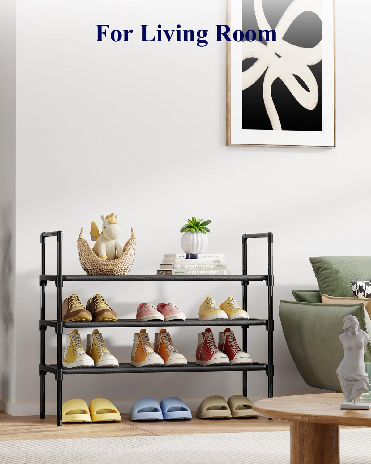 Kitsure Shoe Rack for Closet, Shoe Organizer, 27.6" Wide - 3 Tier, Black