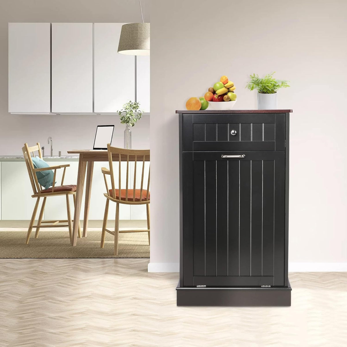 Betterhood Tilt Out Trash Cabinet 10 Gallon Wooden Free Standing Laundry Sorter Cabinet,Recycling
