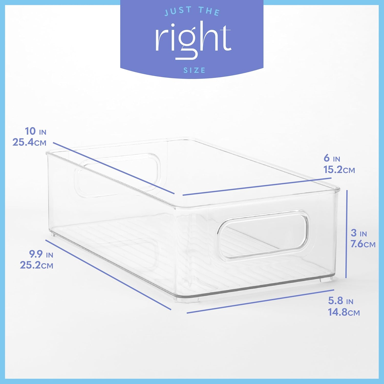 Plastic Food Storage 4 Pack Clear Container Bin with Handles for Organizing Kitchen, Pantry