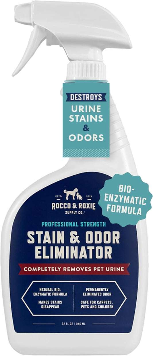 Rocco & Roxie Supply Co. Stain & Strong Odor Eliminator, Enzyme Cleaner, Pet Odor Eliminator for
