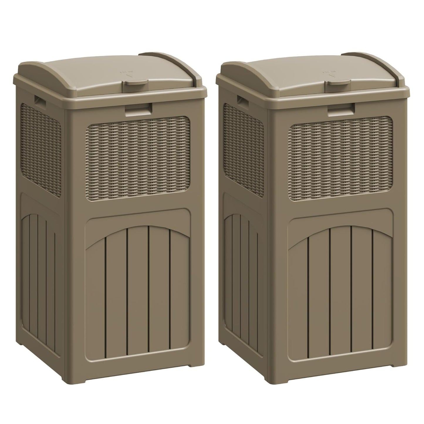 Flamaker 30 Gallon Trash Can, Resin Outdoor Garbage Can with Lid, Waterproof Hideaway Patio Waste