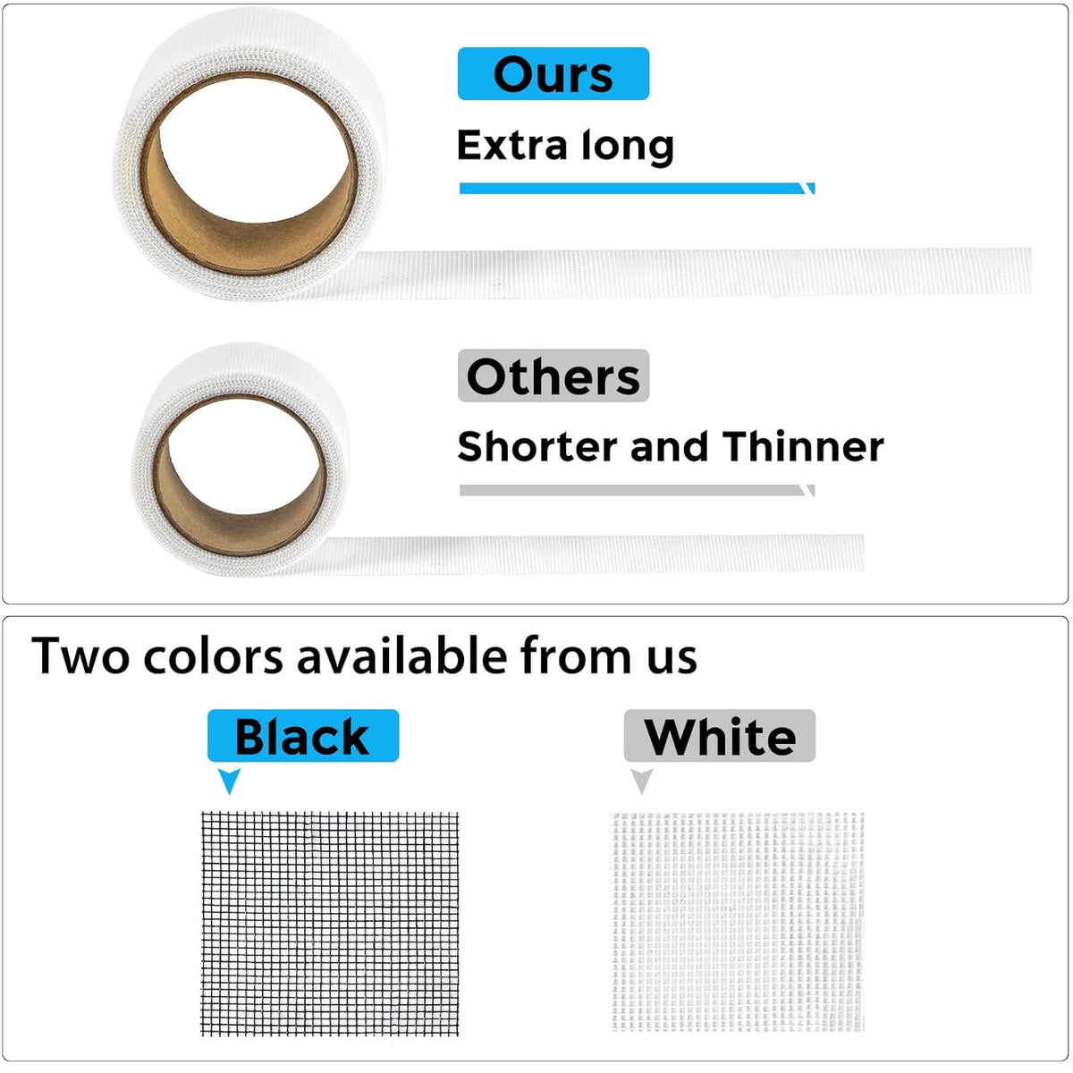 White Window Screen Repair Tape, 2 in X 15 FT (360IN) Screen Repair Kit for Windows or Doors