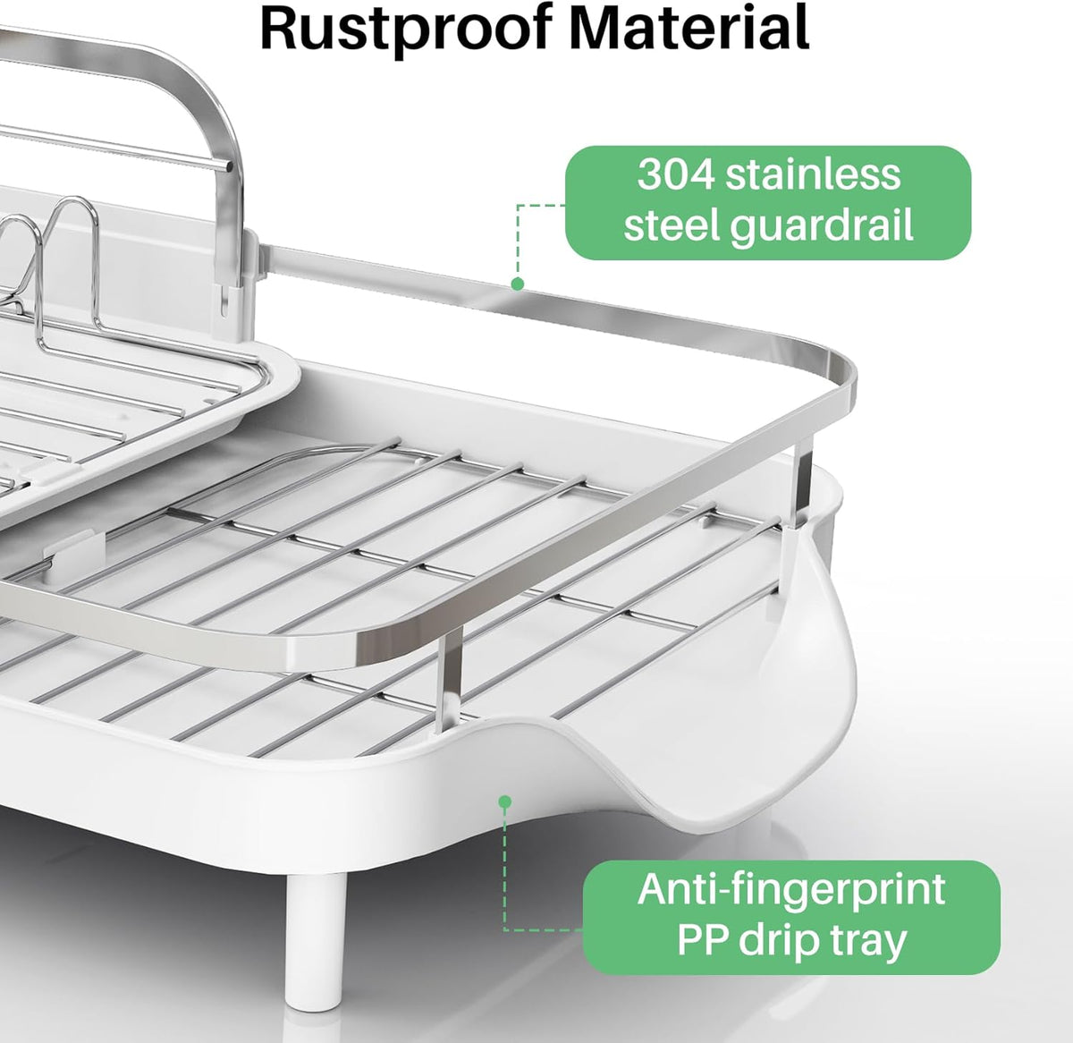 SAYZH Dish Drying Rack - Expandable Dish Rack for Kitchen Counter, Rust-Resistant Dish Drainer with