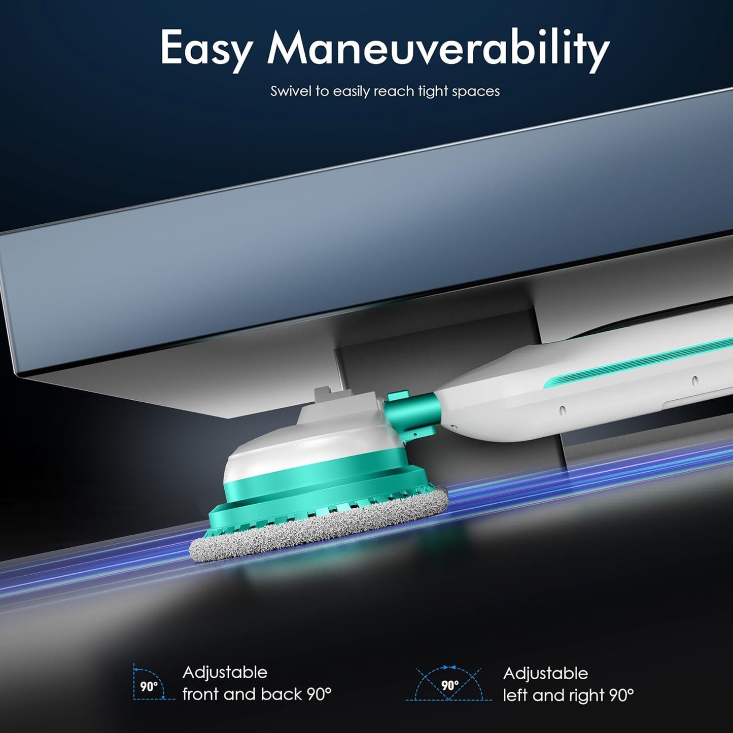 Scrubbing Steam Mop with Rotating Mop Pads, All-in-One Hard Floor Cleaner with LED Headlights
