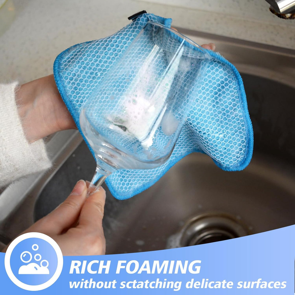 KinHwa Kitchen Washcloths for Dishes Absorbent Microfiber Dish Cloths Quick Dry Dish Rags with Poly