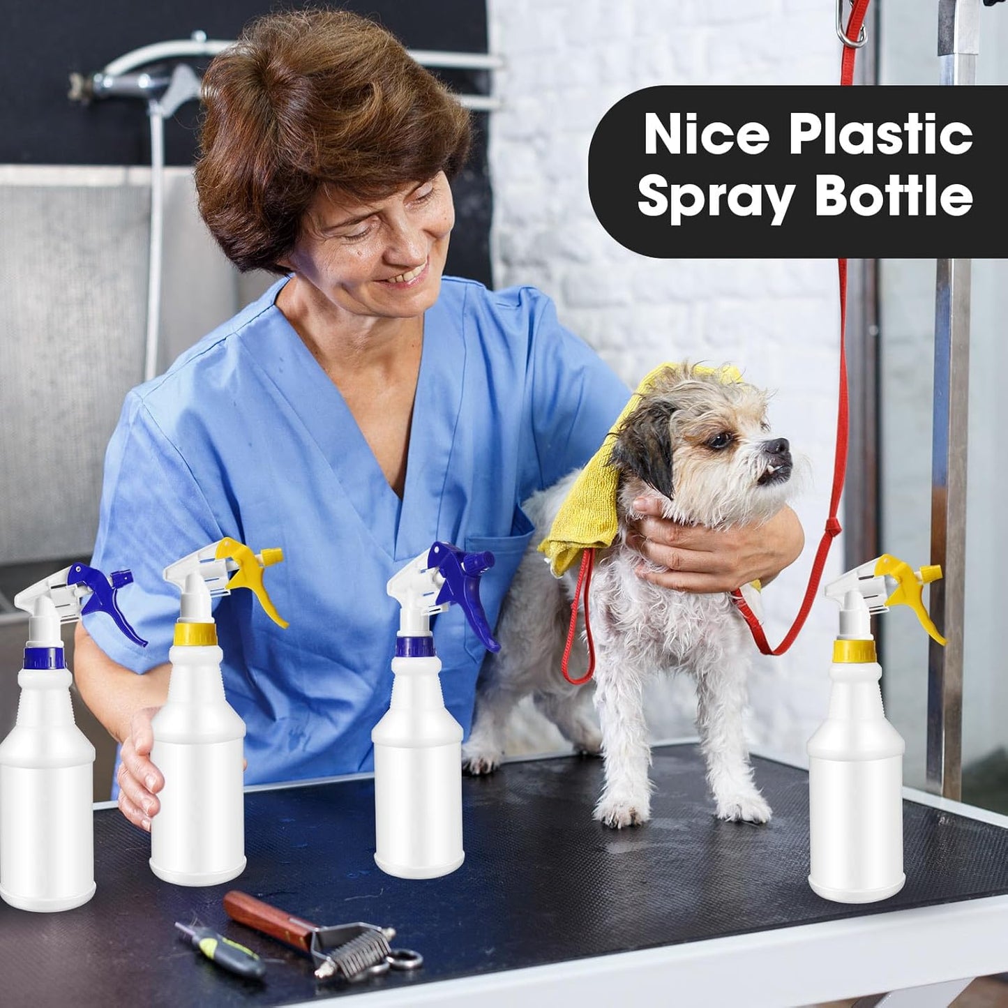 Eccliy 12 Pcs 16 Oz Plastic Spray Bottle, Adjustable Empty Reusable Sprayer for Cleaning, Planting