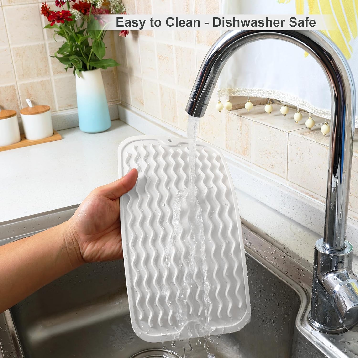 ZLR Silicone Dish Drying Mat for Kitchen Counter, Eco-Friendly Fast Dry Dish Mat, Easy Clean Multi