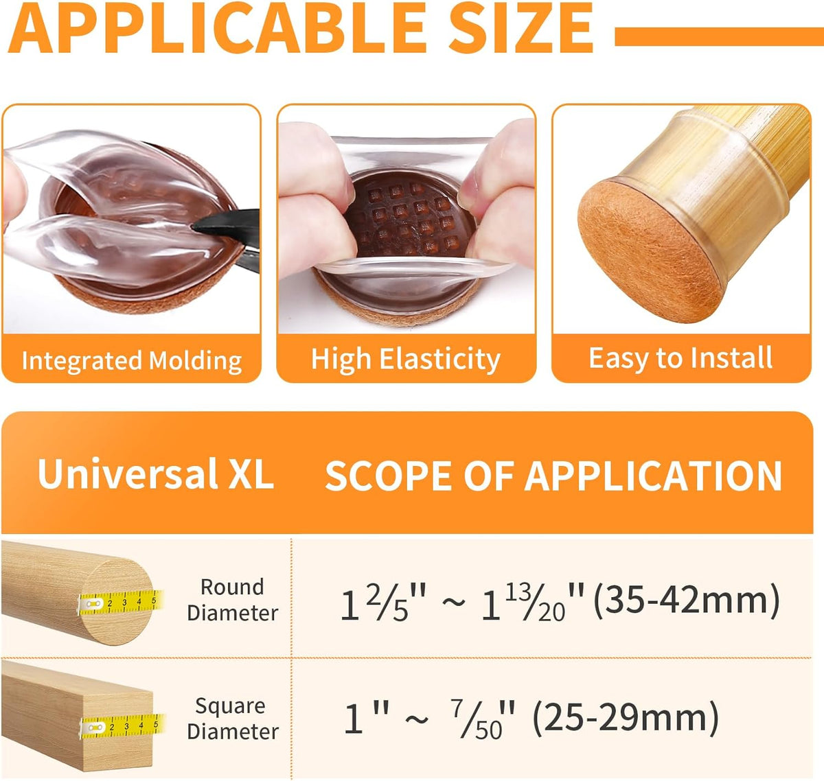 Ezprotekt 24 Pcs Extra Large Chair Leg Protectors with Felt, Round Chair Leg Caps, Floor Protectors